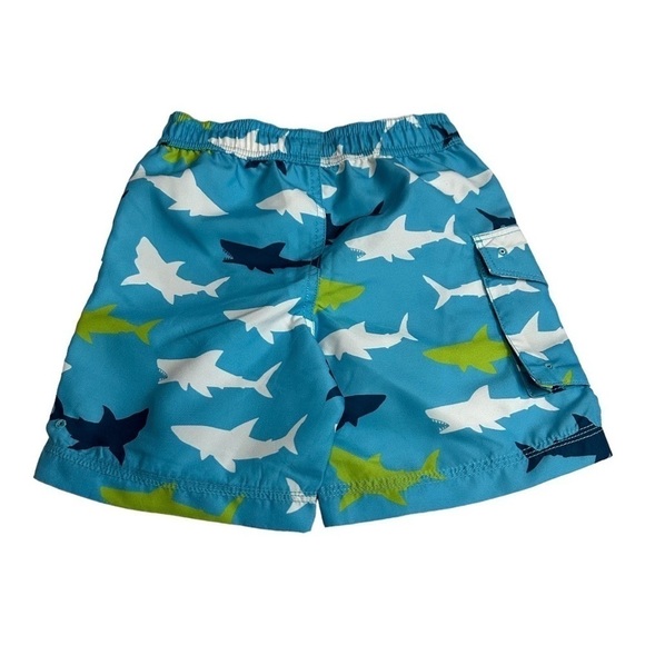 Hatley Swim Shorts Blue Shark Patterned Swimsuit Size 2 - Picture 3 of 3